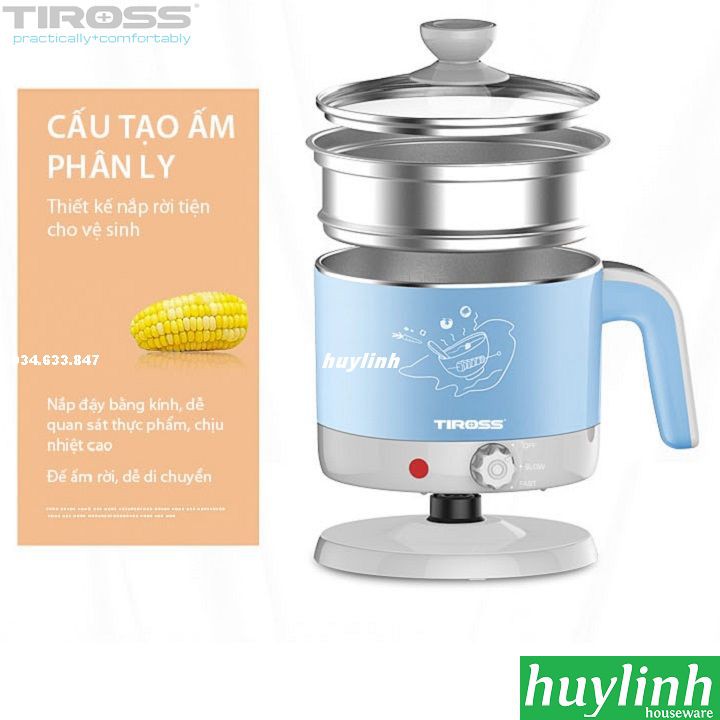 [Mã ELHAMS5 giảm 6% đơn 300K] Ấm đun nấu đa năng Tiross TS1366 - 1.2 lít