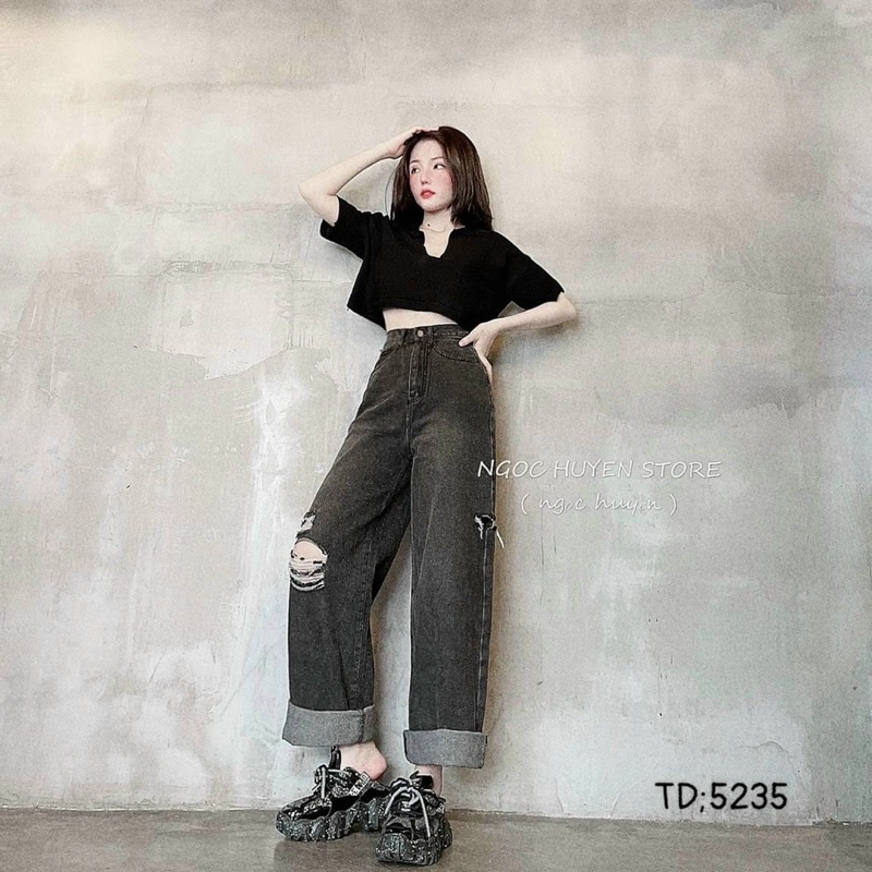 Quần Baggy jeans ống xuông phai màu 5235 Cao Cấp - J05T