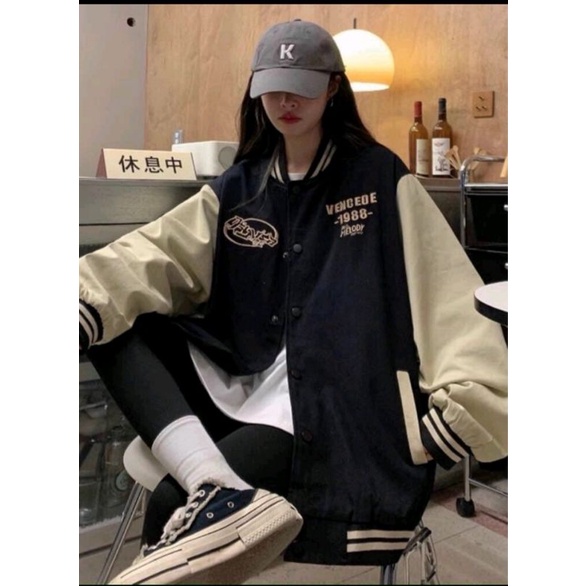 Áo Khoác Bomber Nữ - Áo Khoác Dù Bóng Chày In Chữ Vencent 1988 Thời Trang Z2 STore