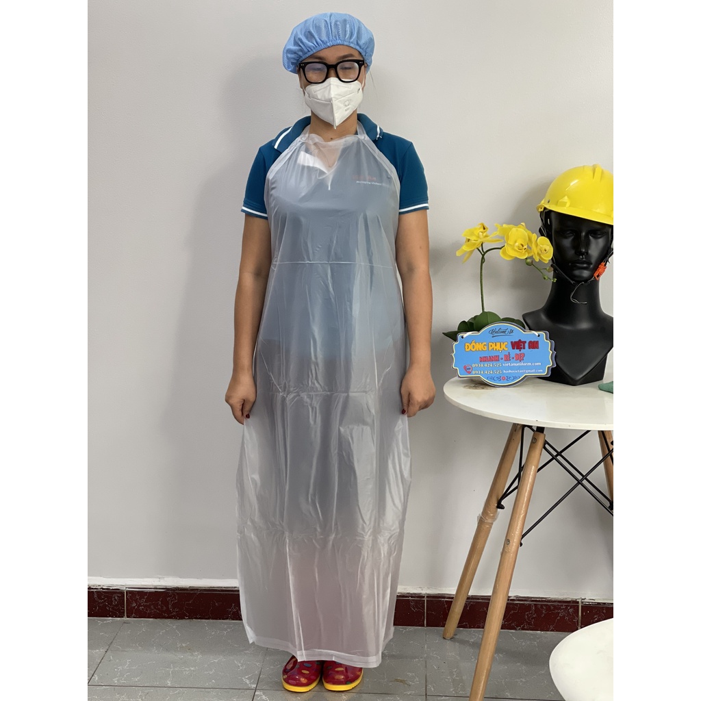 Tạp dề nhựa trong suốt chống thấm nước siêu bền, Yếm nhựa PVC chống thấm nước dùng trong ngành thực phẩm, CN, Thủy sản