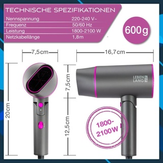 Máy sấy tóc lebenlang , máy sấy tóc 2 chiều nóng lạnh, chống xơ rối bằng công nghệ ion, cs 2100w - lbh3088p bh 24 tháng