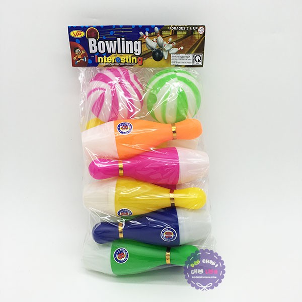 Bộ đồ chơi bowling 10 trái màu &amp; 2 bóng nhựa loại nhỏ - KhaDiTOYS - Đồ chơi thể thao cho bé