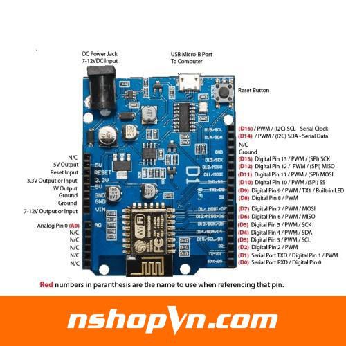 Kit Arduino Wifi ESP8266 NodeMCU Lua WeMos D1 R2