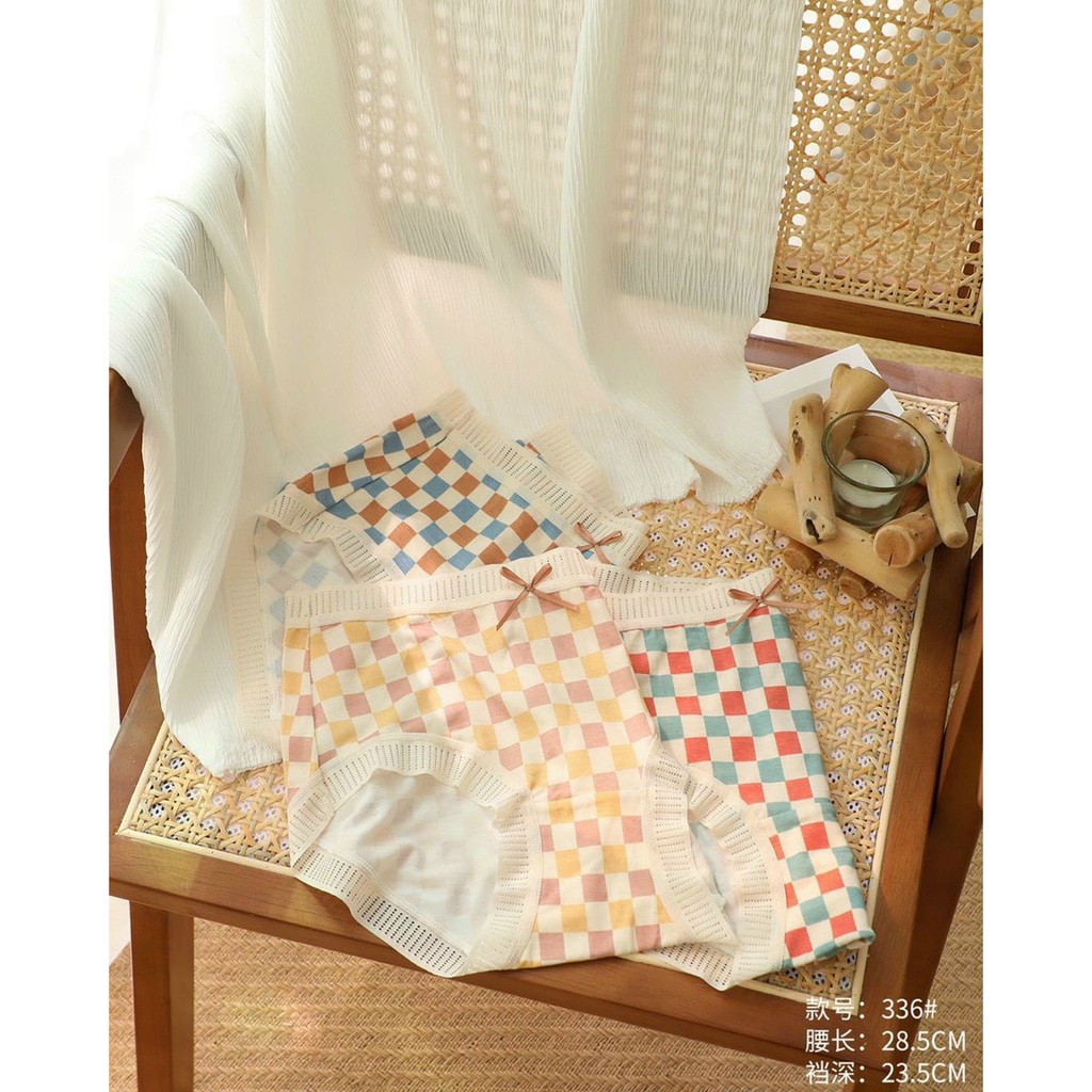 Quần Lót Nữ - Hộp 3 Quần Lót Chất Cotton Cao Cấp Kiểu Dáng Kẻ Caro Hàn Quốc Dễ Thương