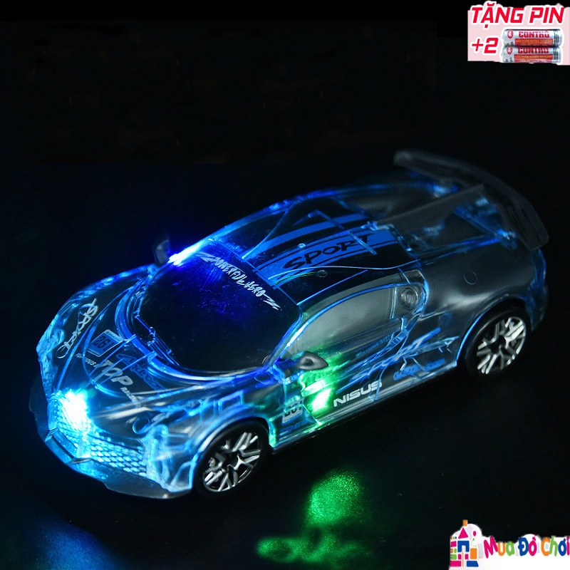 Đồ chơi Ô tô bugatti chạy pin phát sáng tự di chuyển/xe chạy pin/Tặng Pin AA