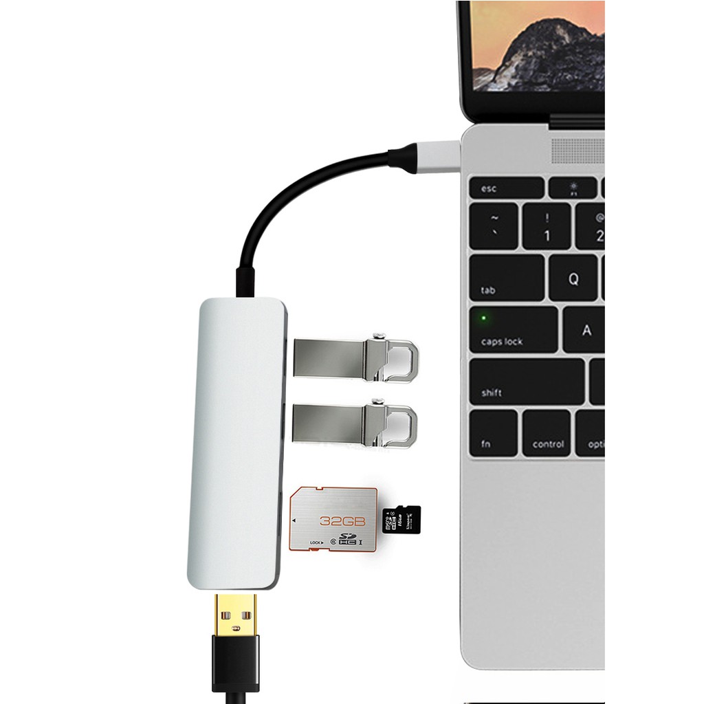 Bộ Chuyển HUB Type C To 3 x USB 3.0 &amp; SD/TF card - Màu ngẫu nhiên (063) Bảo Hành 1 Tháng