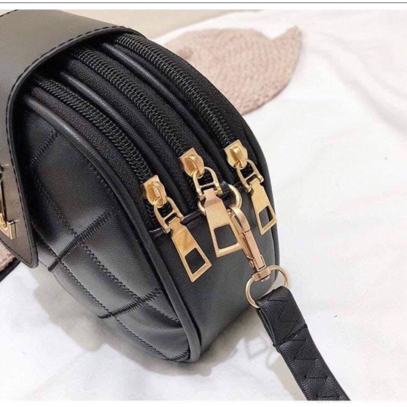 Túi đeo chéo Da 3 Ngăn Khoá - Hàng Quảng Châu DC27