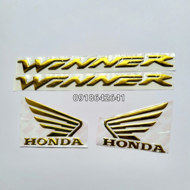 Combo tem chữ Winner như zin và cánh chim Honda nhựa dẻo