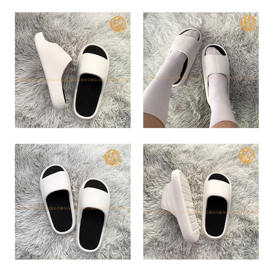 Dép bánh mì nữ loại 1 trắng quai ngang đế đúc đen dày 5cm dép nữ đi biển du lịch