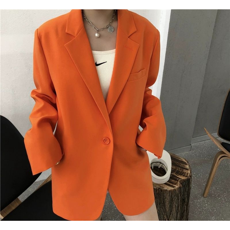 Áo Blazer - Áo Vest Dáng Suông Bọc Cúc Cam  Hàng Thiết Kế