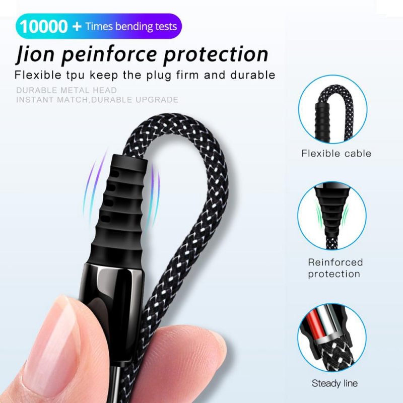 Cáp Sạc Nhanh FONKEN 5A Bằng Hợp Kim Kẽm Dây Nylon Bện Đầu Usb Type C Dài 1m