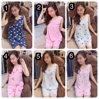 [Xả hàng] Bộ lanh áo hai dây bản to + quần ngố