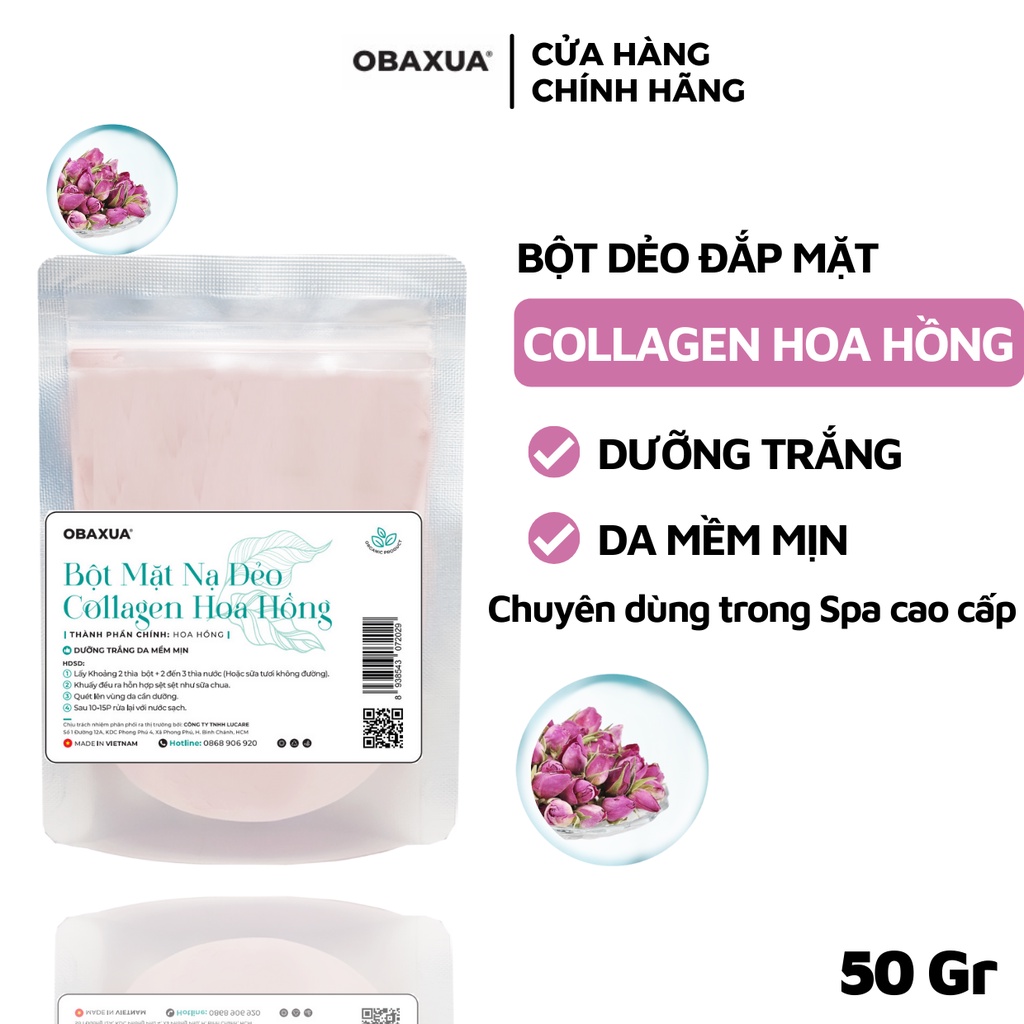 Mặt nạ dẻo collagen hoa hồng cao cấp OBAXUA (Bột Mask dẻo)