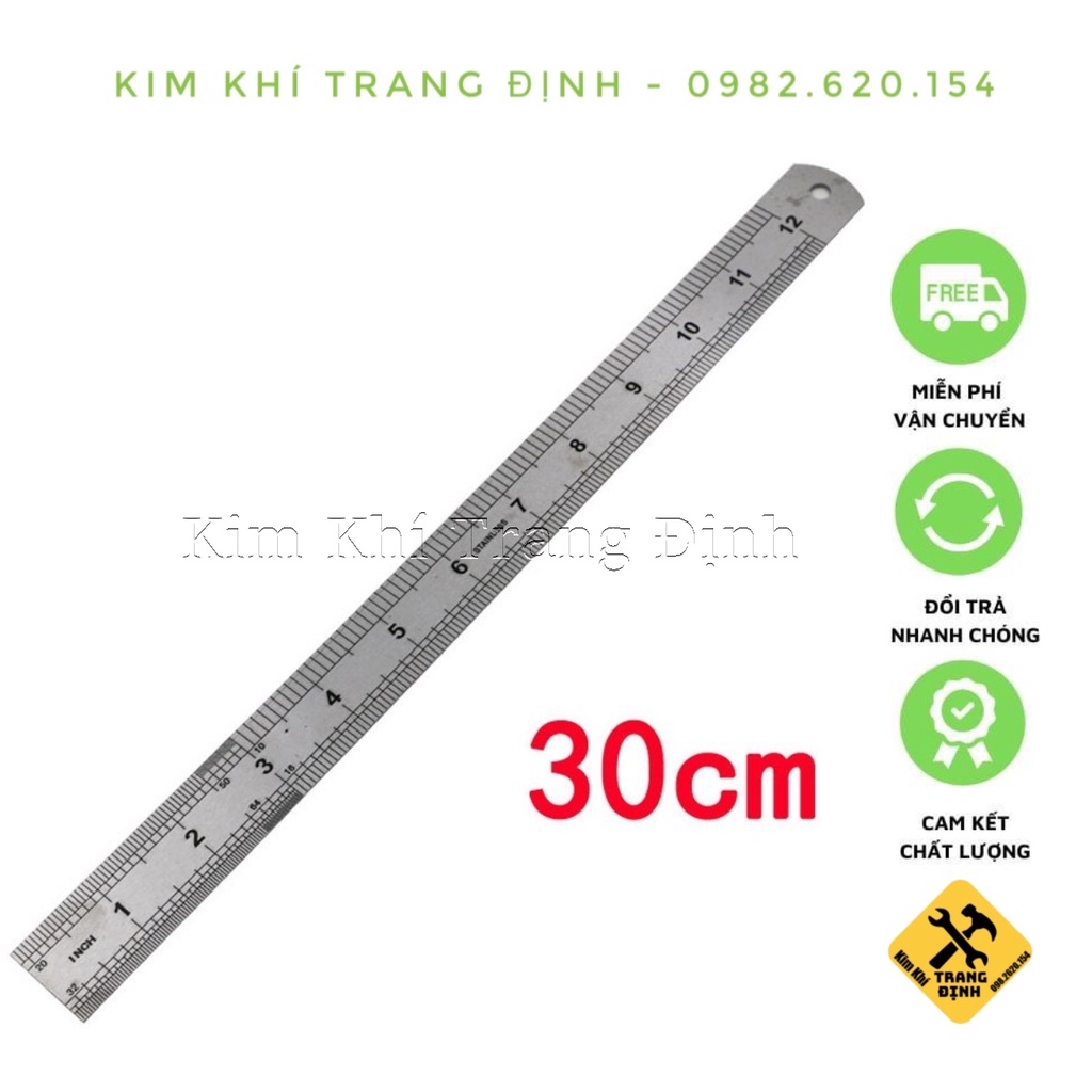 Thước lá thép không gỉ 30cm 2 mặt