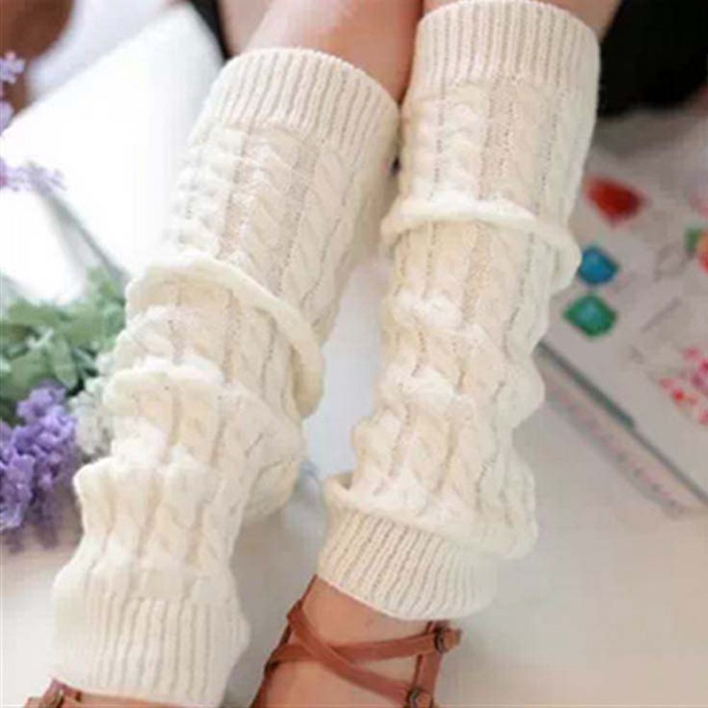 Tất ống chân bảo vệ đầu gối bằng len dệt kim dáng rộng phong cách Nhật Bản thời trang thu đông cho nữ nhiều màu