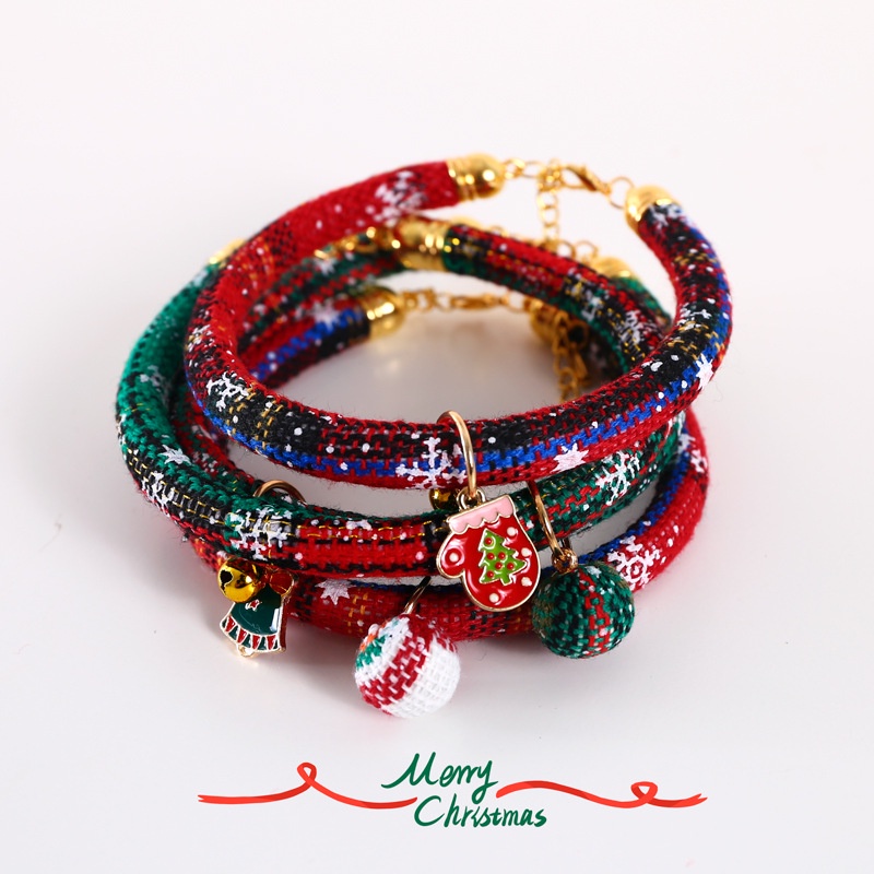 Vòng Cổ Nylon In Họa Tiết Giáng Sinh Có Chuông Có Thể Điều Chỉnh Dành Cho Thú Cưng