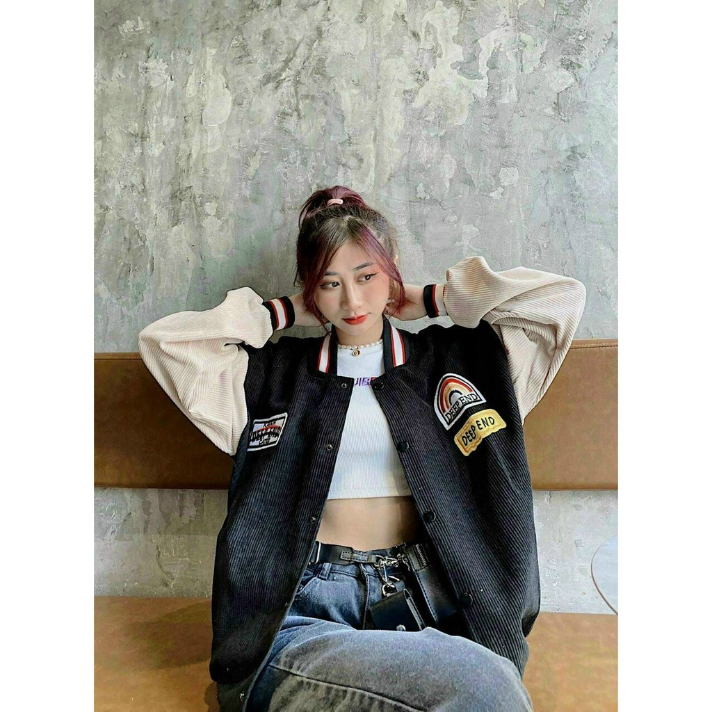 ÁO KHOÁC NHUNG NAM NỮ UNISEX KIỂU BOOMBER THÊU LOGO DEEP VIỀN TAY ĐỦ MÀU HỒNG, ĐEN, XANH CAO CẤP UTI ĐỦ SIZE | BigBuy360 - bigbuy360.vn