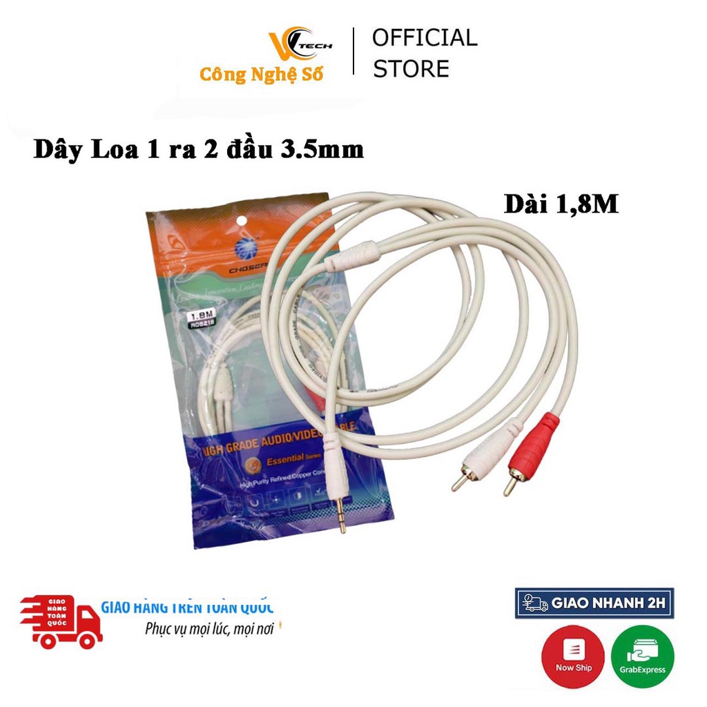 Dây Loa 3.5mm 1 ra 2 , Loại tốt 1.8m