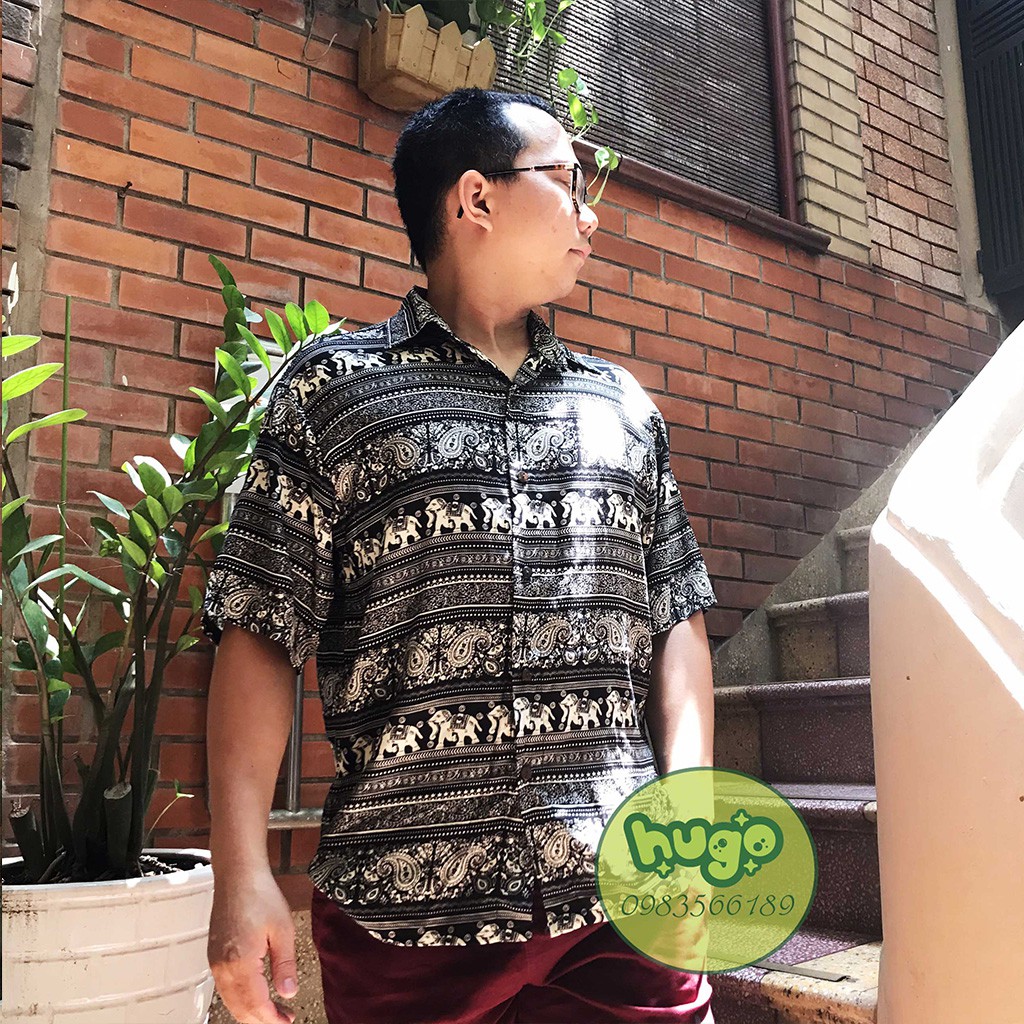 Áo thổ cẩm 🌈 Freeship 🌈 Áo sơ mi lanh thái hoạ tiết thổ cẩm phom to nhiều màu | BigBuy360 - bigbuy360.vn