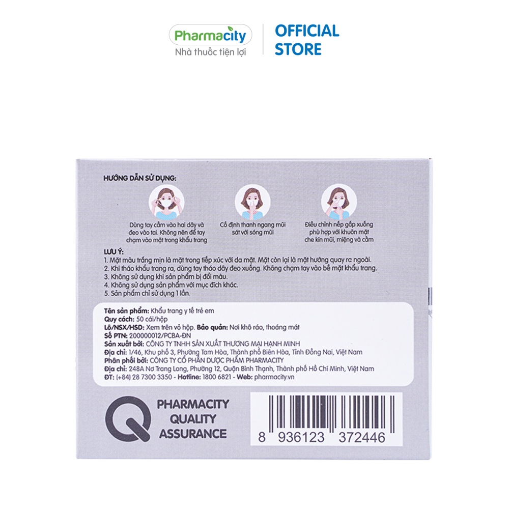 Khẩu trang y tế trẻ em 3 lớp Pharmacity