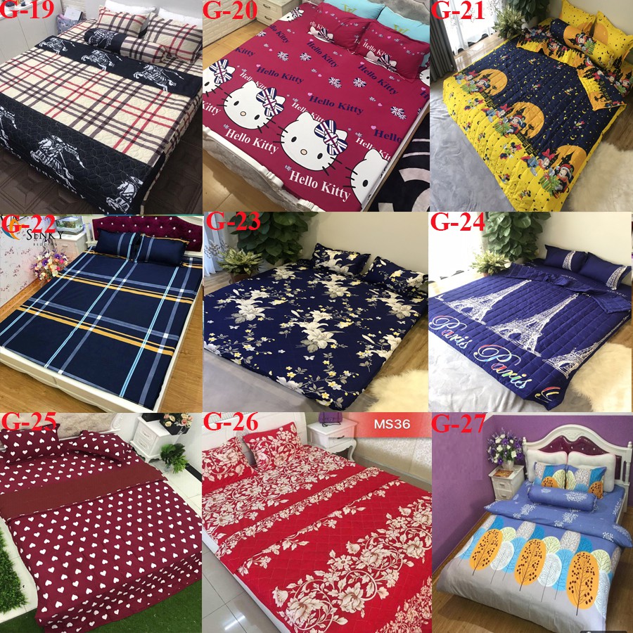 Ga trải giường cotton poly 1M6 tam giác ghi