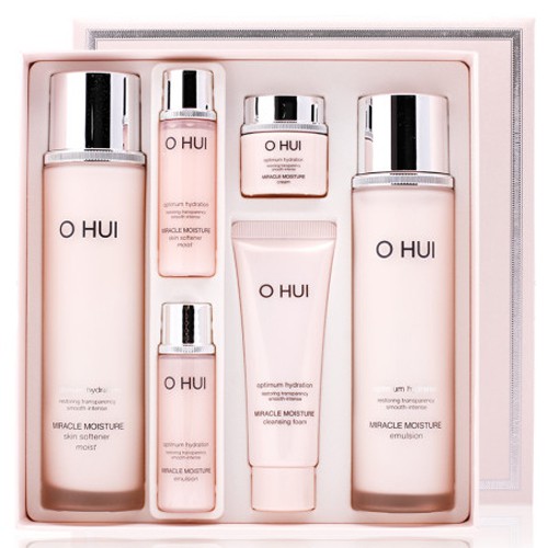 Set Dưỡng Da Trắng Hồng Rạng Ngời Ohui Miracle Moisture Special Set 6sp Dưỡng Ẩm Giúp Da Căng Bóng, Sáng Khỏe