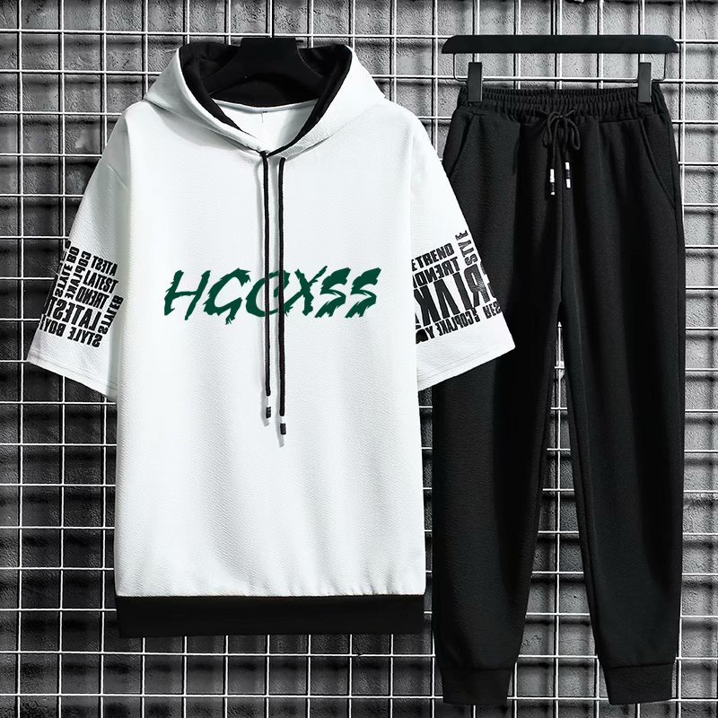 Set Áo Khoác Hoodie + Quần Dài Phong Cách Hàn Quốc Cho Nam Size M-3XL Bộ Đồ Thể Thao In Chữ Cá Tính Trẻ Trung