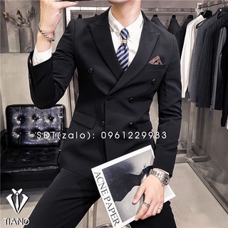 Bộ Vest nam cao cấp 6 cúc Hàn Quốc màu ĐEN cực sang trọng, Suit Nam Cao Cấp - TIANO STORE