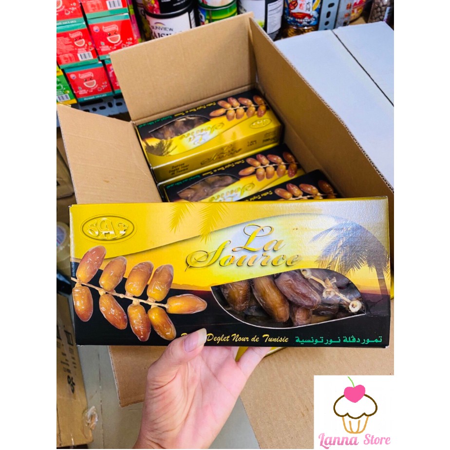 [HÀNG CHUẨN LOẠI 1] Chà Là Nguyên Cành Deglet Nour / Dates Sanwan / Galilee hộp 500 gram dẻo ngon chuẩn - Israel
