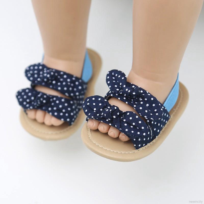 Giày Sandal Đính Nơ Cho Bé Gái Tập Đi