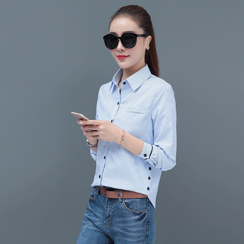 Áo sơ mi caro tay dài dáng rộng thời trang phong cách Hàn Quốc cho nữ