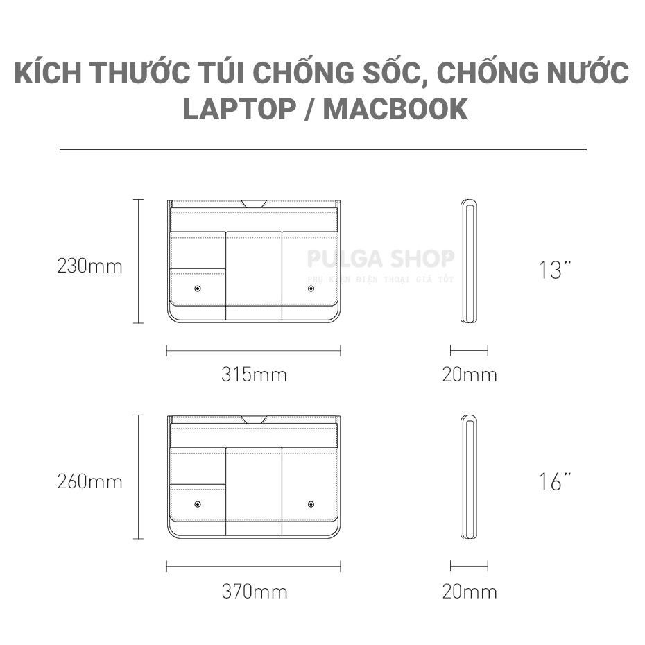 Túi Chống Sốc Laptop Macbook 13inch 16inch Baseus Chất Liệu Cao Cấp Chống Nước Thiết Kế Nhiều Ngăn Đựng Tiện Lợi