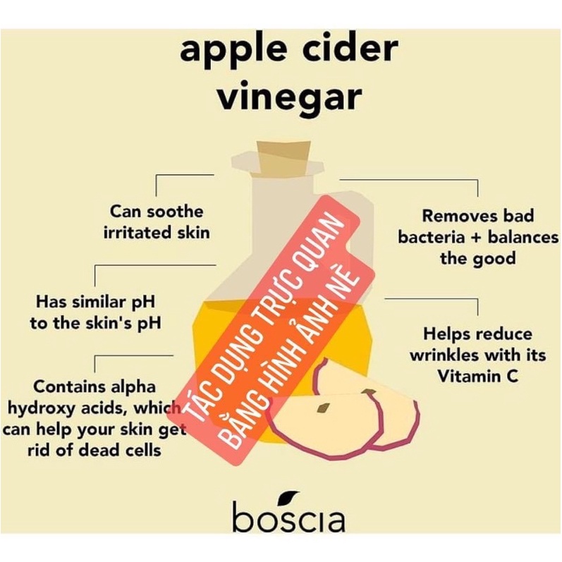 Nc hoa hồng toner hỗ trợ da mụn, làm sáng và mịn da  Boscia Resurfacing Treatment Toner with Apple Cider Vinegar