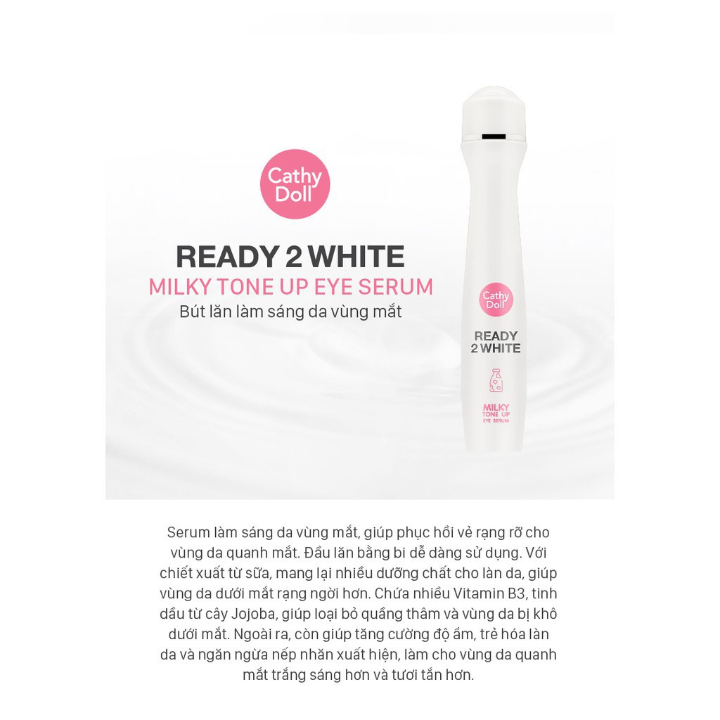 Shop Happy KIDS Cây lăn dưỡng sáng vùng da quanh mắt Cathy Doll Ready 2 White Milky Tone Up Eye Serum 15ml