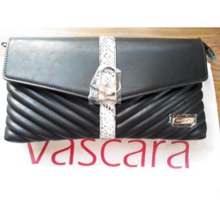 (NEW) Auth [ẢNH THẬT] Bóp Ví Nữ Dự Tiệc Clutch Đen Cầm Tay Sang Trọng Vascara Có Dây Đeo CLU 0014