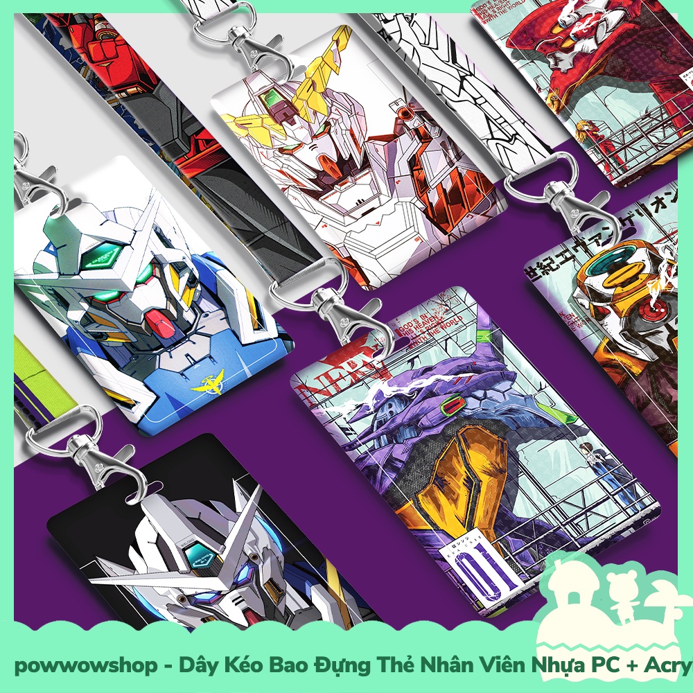 [Sẵn VN - Hỏa Tốc] Dây Vải &amp; Bao Đựng Thẻ Nhân Viên / Học Sinh / Sinh Viên Phong Cách Gundam Super Robot