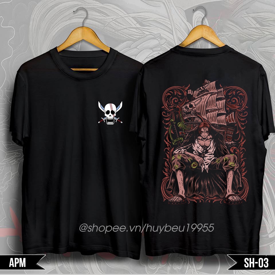 Áo thun One piece Shanks, áo phông onepiece Shanks tóc đỏ mẫu mới chất liệu cotton thoáng mát