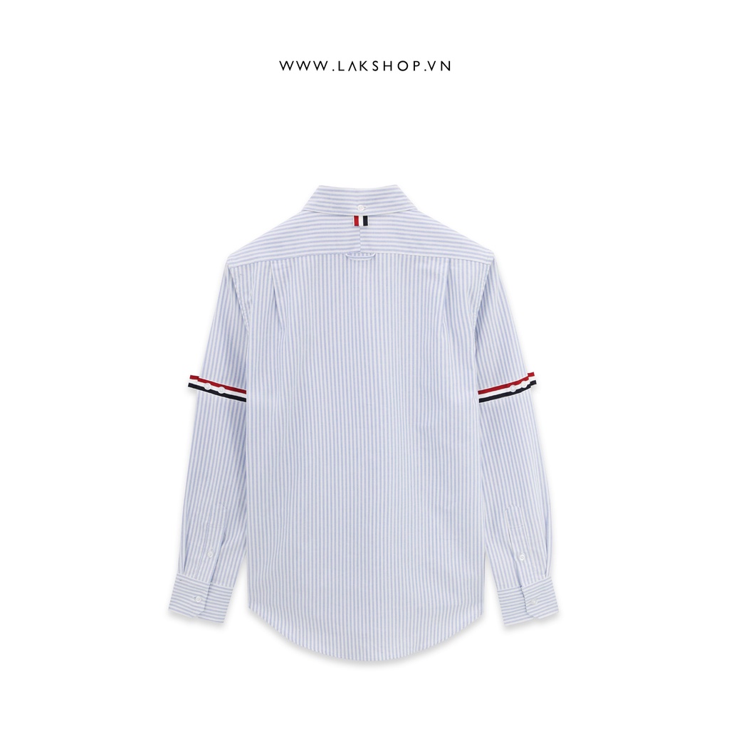 Áo sơmi T.B  Blue University Stripe Grosgrain Armband Oxford Shirt