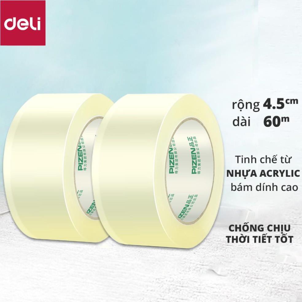 Băng dính băng keo trong đóng thùng hàng Deli - nhiều kích thước - 1 cuộn - 33131/30205/30246/30904 [Deli]