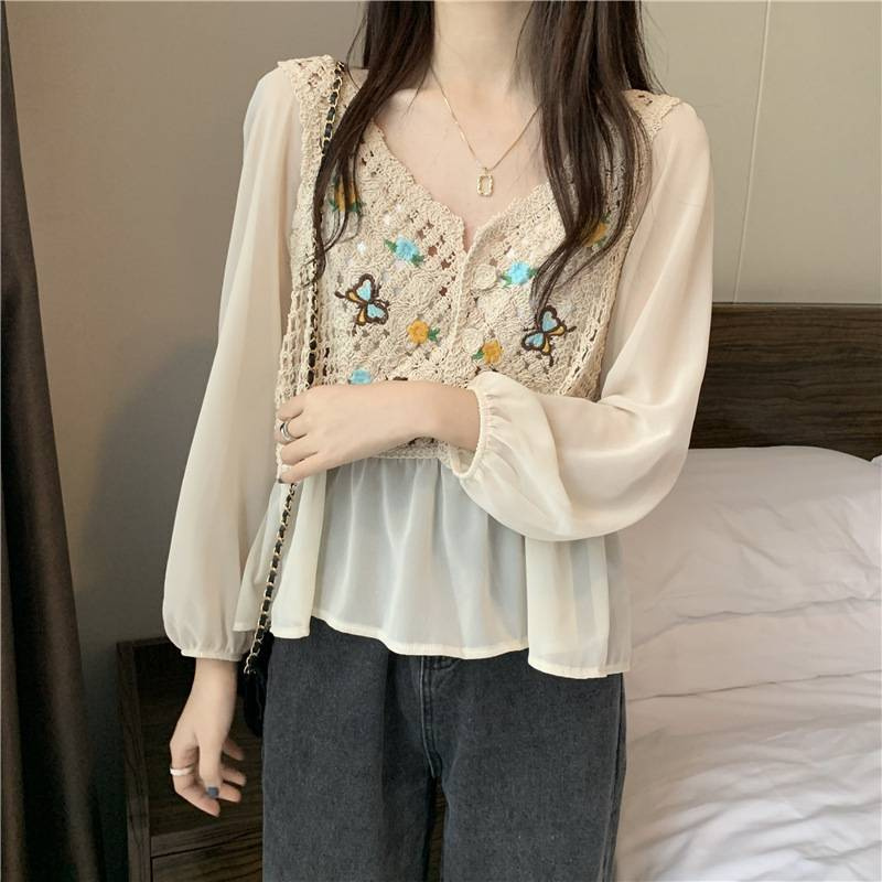 Áo Sơ Mi Chiffon Chống Nắng Dáng Rộng Thêu Họa Tiết Thời Trang Mùa Hè Cho Nữ