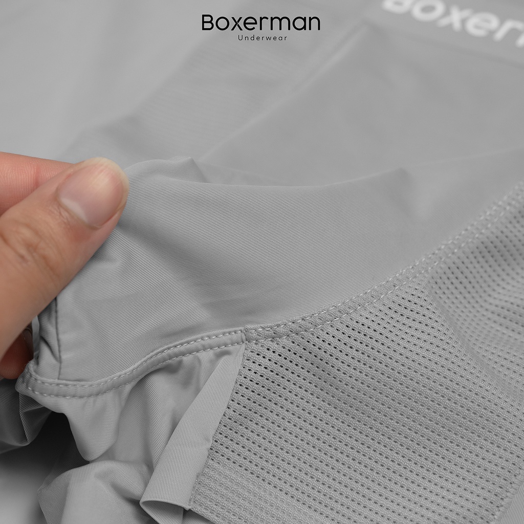 Quần boxer nam PRO MESH/Xám co giãn thoải mái thoáng mát khử mùi kháng khuẩn cao cấp BOXERMAN