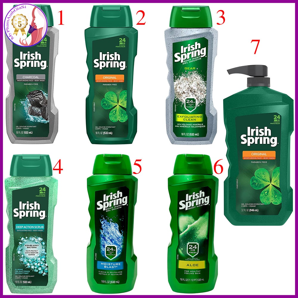 Sữa tắm Irish Spring cho nam loại sạch tế bào chết và khử mùi 532ml Mỹ