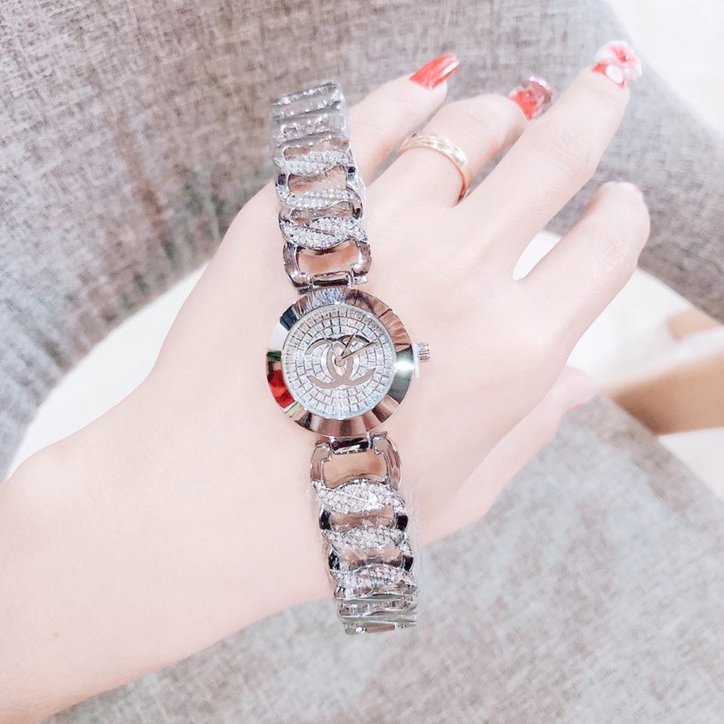 Đồng hồ nữ Chanel mặt tròn dây kim loại cao cấp - Bảo hành 12 tháng