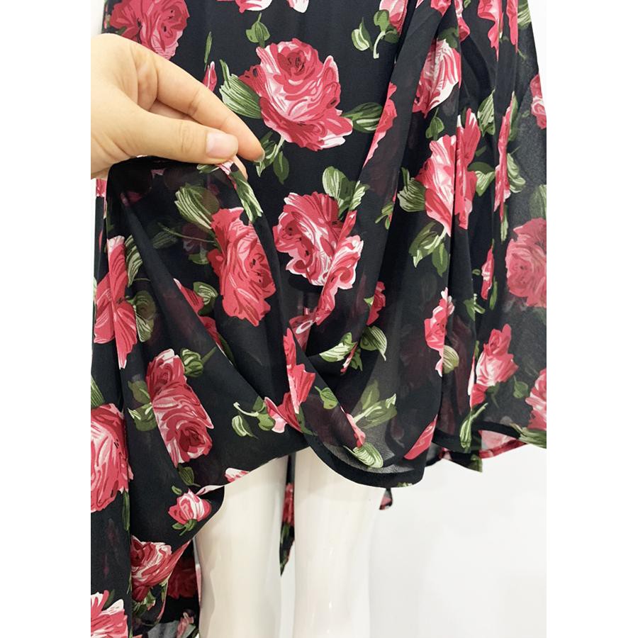 GOTI – Nguyên Set Váy Hoa Vạt Xéo Áo Cánh Dơi Dự Tiệc Cao Cấp 3267