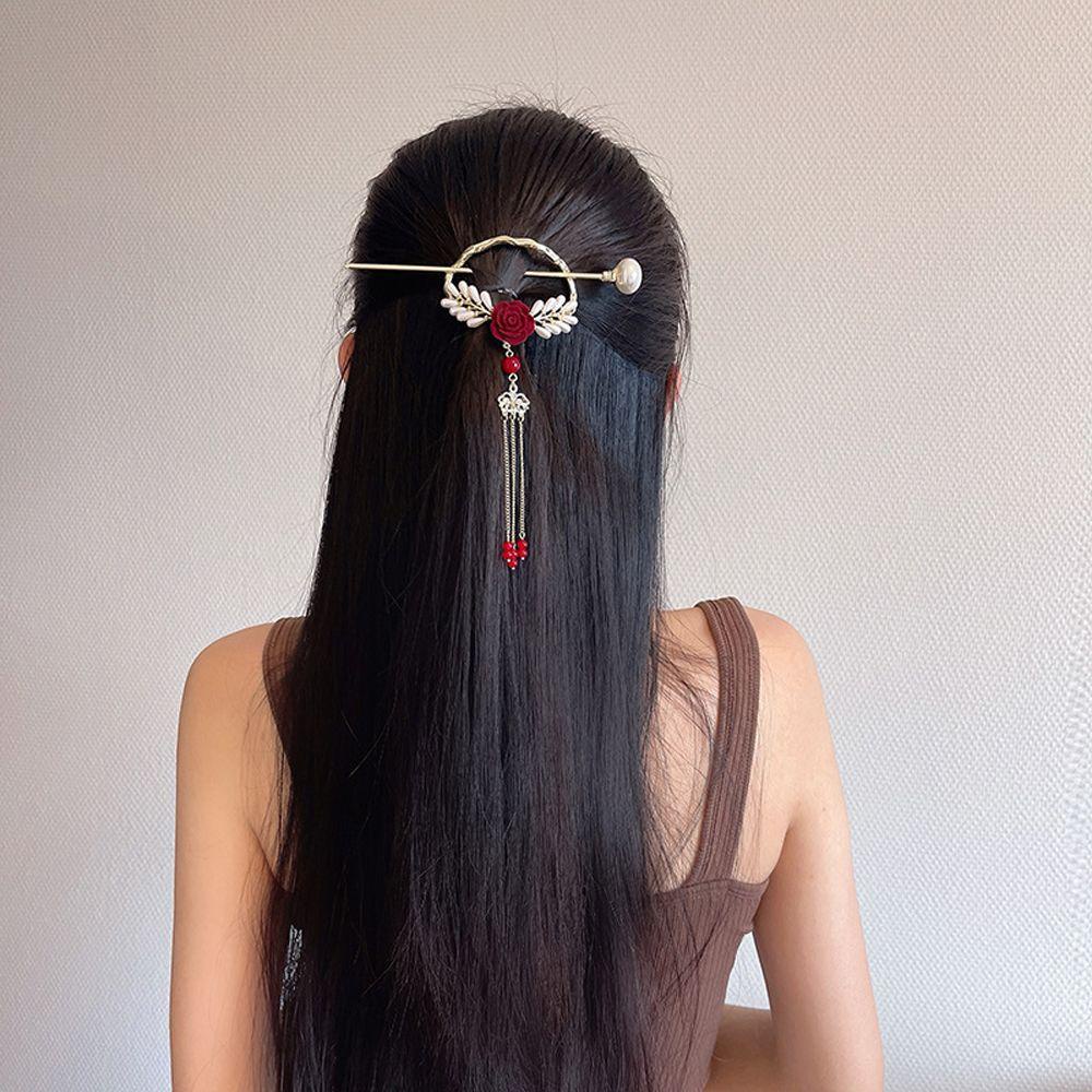 Trâm Cài Tóc Đính Ngọc Trai Tua Rua Phong Cách Trung Hoa Cổ Điển Thời Trang