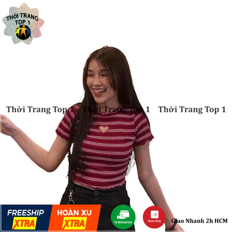 [Mã FAMAYWA giảm 10K đơn 50K] Áo Crotop Ôm Body,Áo Thun Nữ,Áo Croptop Nữ Sọc Khoét Tim Đủ Màu Hot Hit Cực Cute | BigBuy360 - bigbuy360.vn