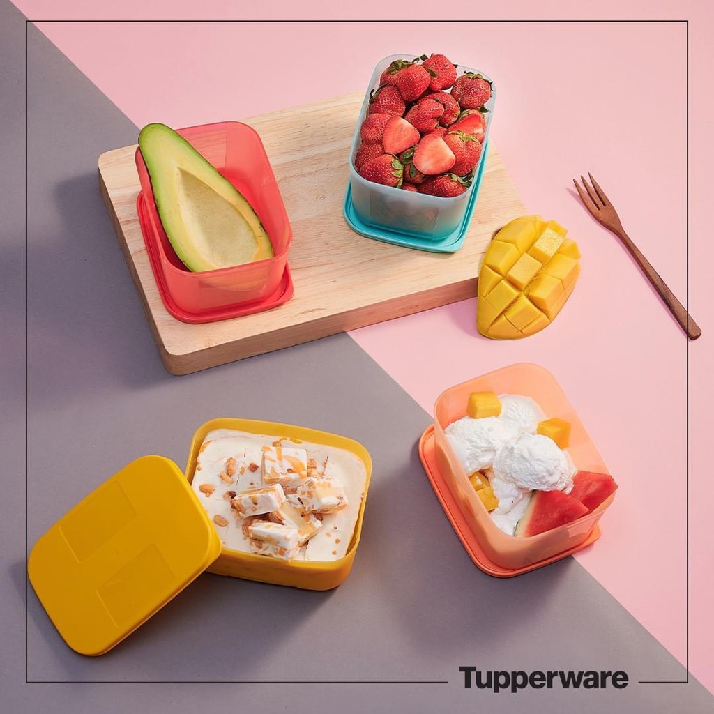 Tupperware bộ hộp bảo quản trữ đông rainbow 650ml màu