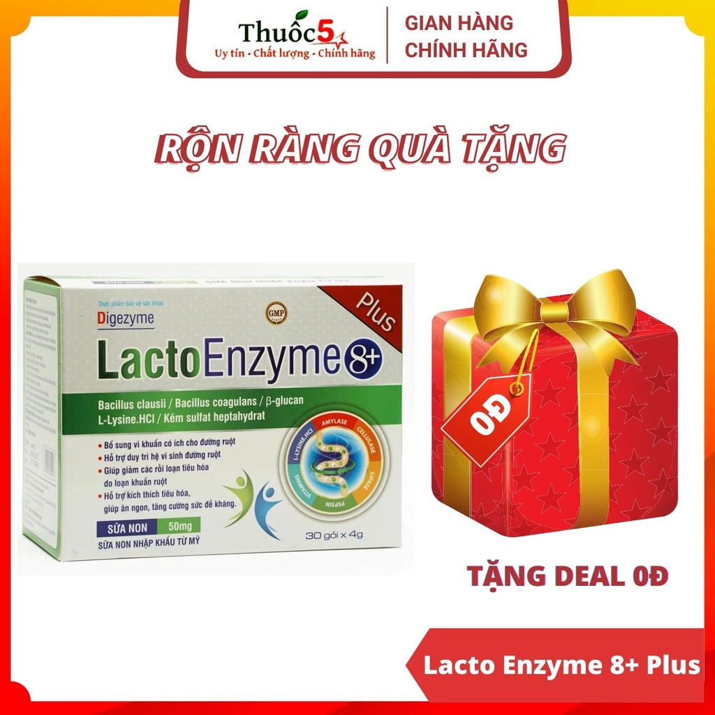 [GIÁ GỐC] Lacto Enzyme 8+ Plus men vi sinh cho trẻ nhỏ Hộp 30 gói