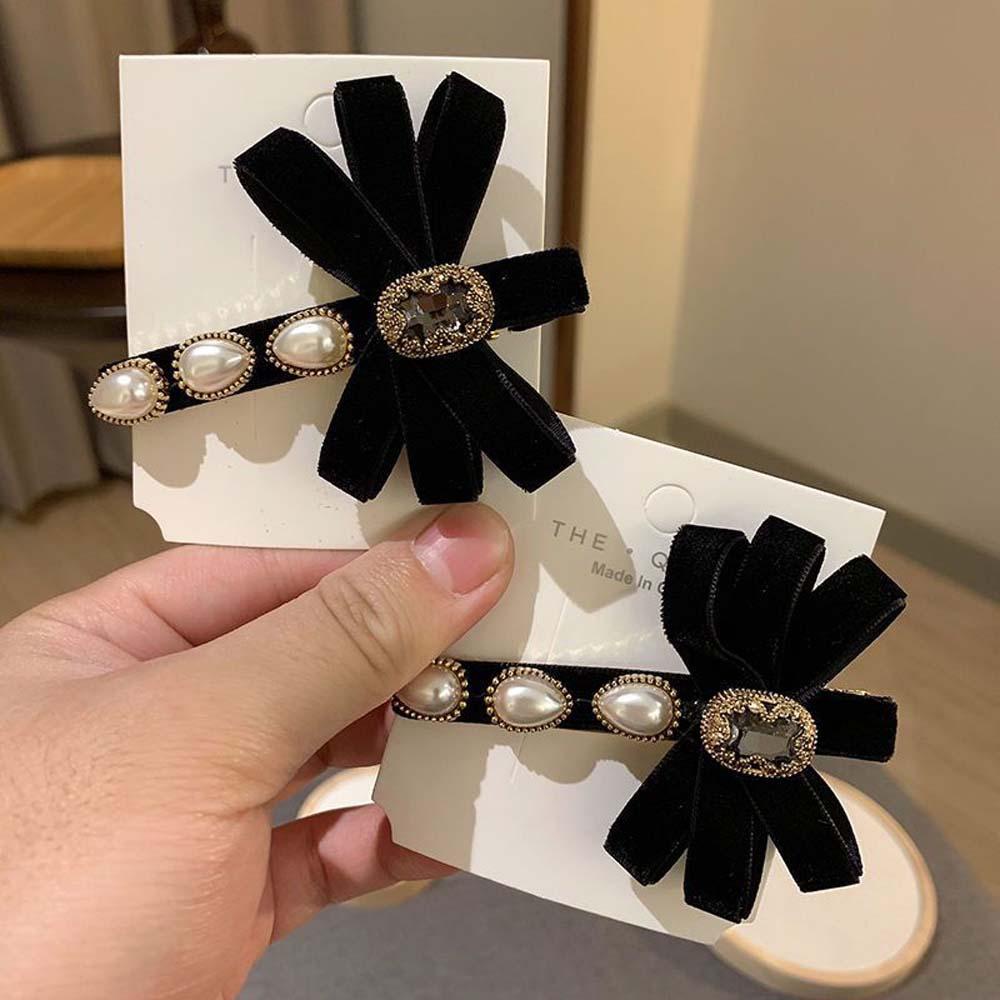 Kẹp Tóc Nơ VANES1 Chất Liệu Nhung Phong Cách Retro Hàn Quốc|Kẹp TóC KiểU DáNg Dễ Thương Cho Nữ