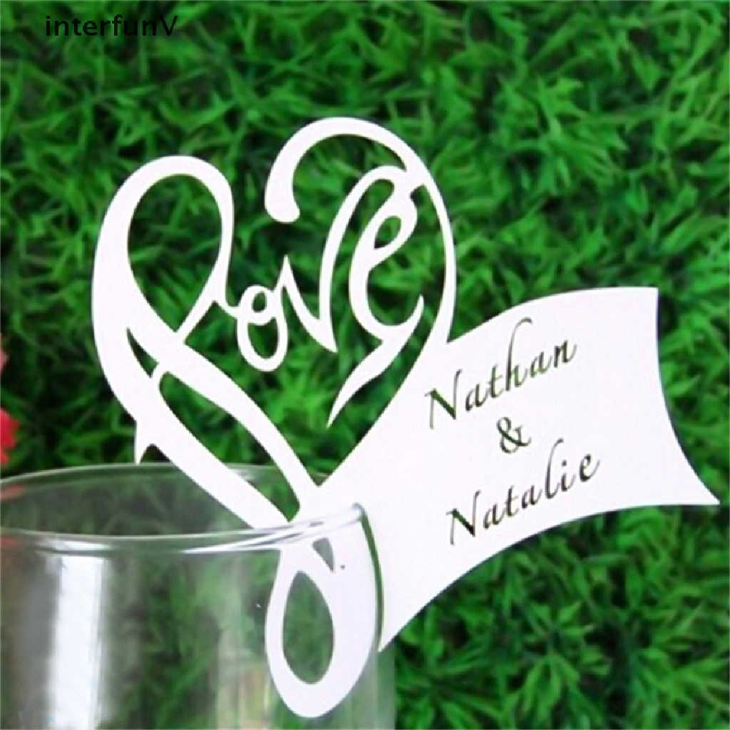 Set 50 Thẻ Tên Hình Trái Tim Trang Trí Chai Rượu Tiệc Cưới